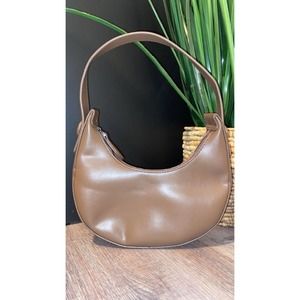 Brown Minnimalist baguette shoulder bag